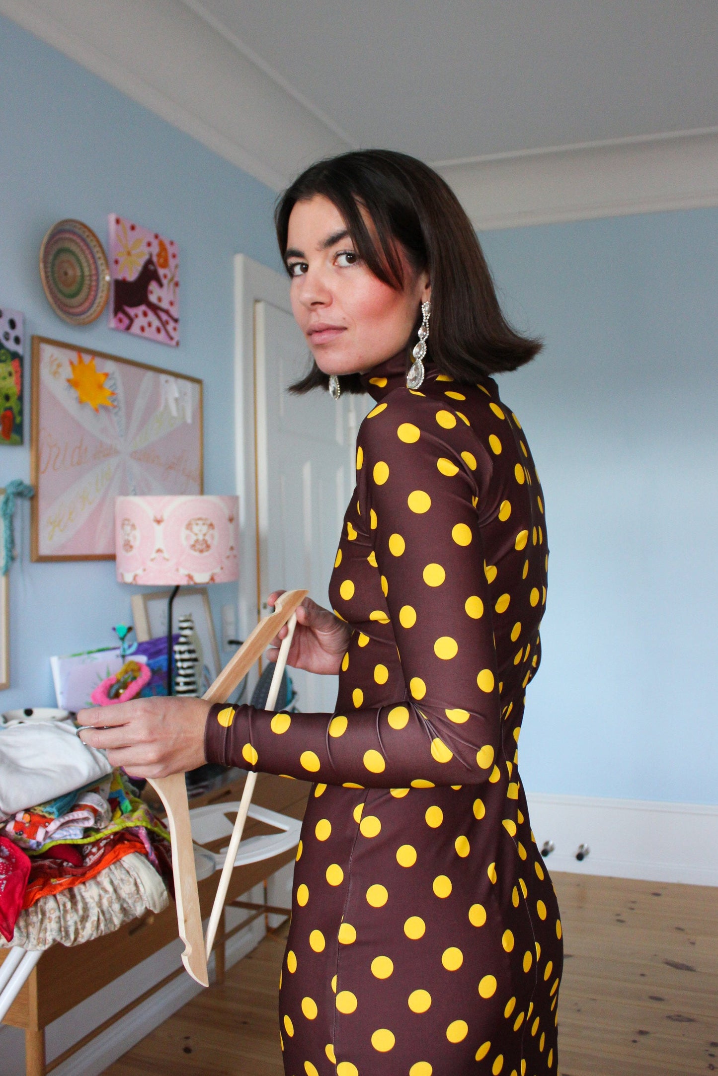 Wavy Dress - Coffee Noir Dots