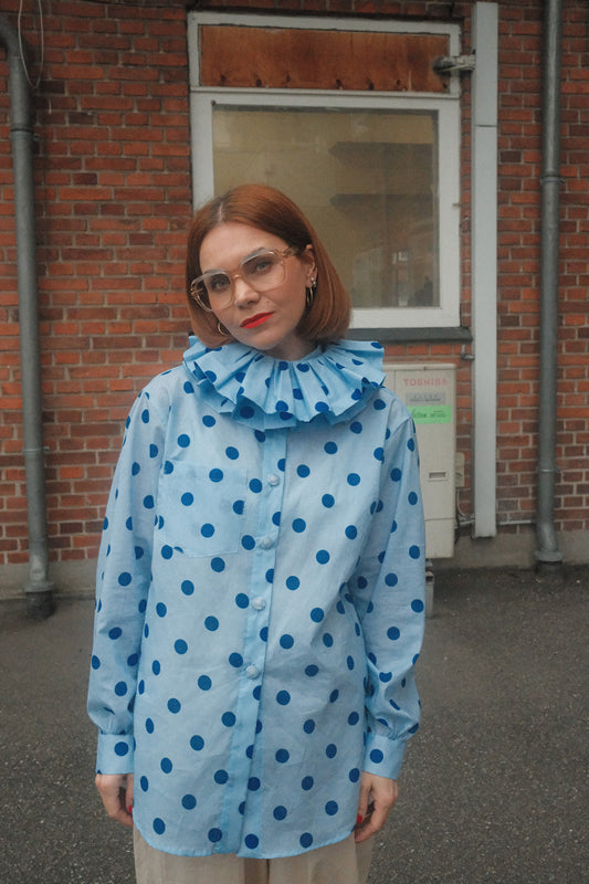 Oda Add-On-Collar - Blue On Blue Polka