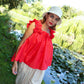 Water Lily Ruffle Top - Poppy Red