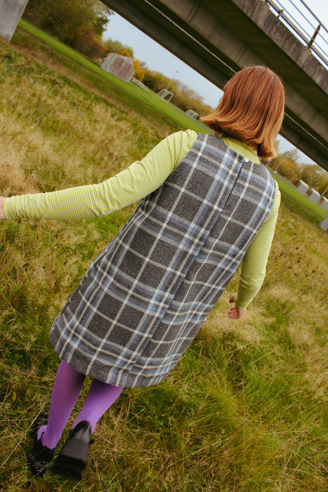 Mod Mini A Dress - Grey Checks