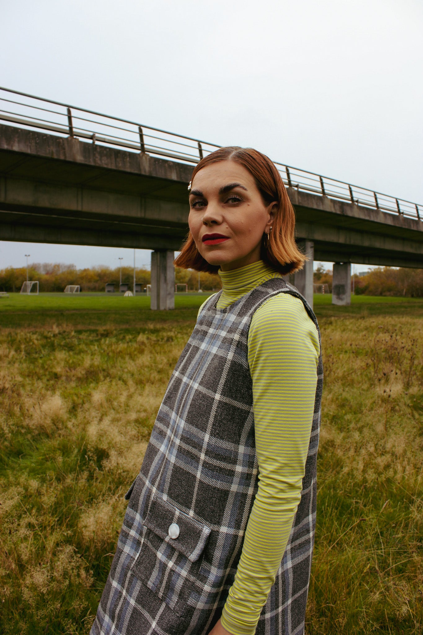 Mod Mini A Dress - Grey Checks