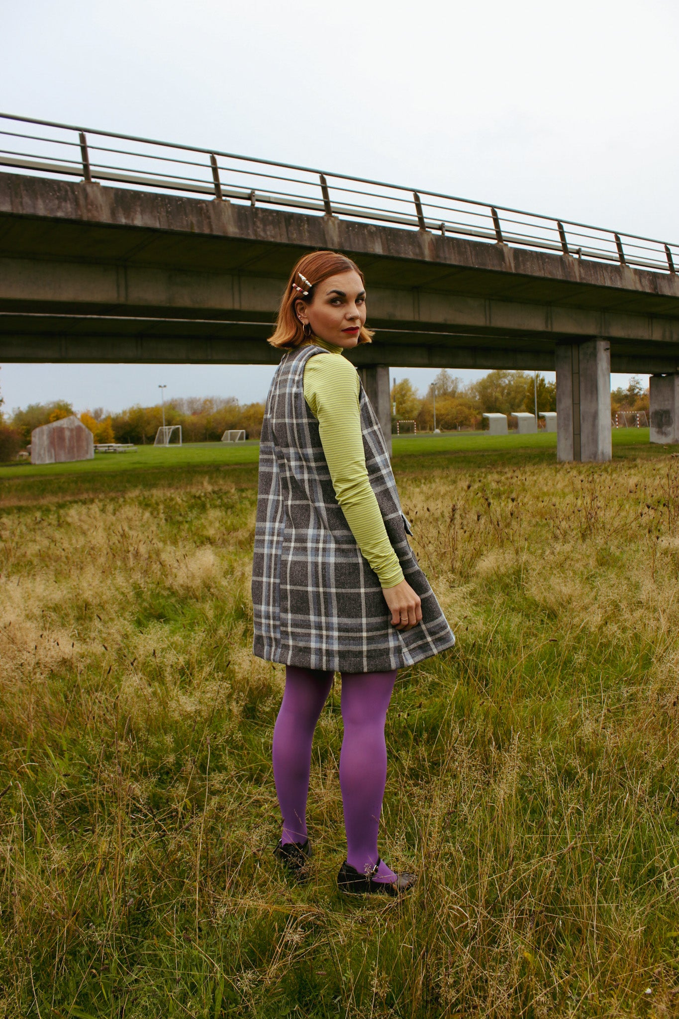 Mod Mini A Dress - Grey Checks