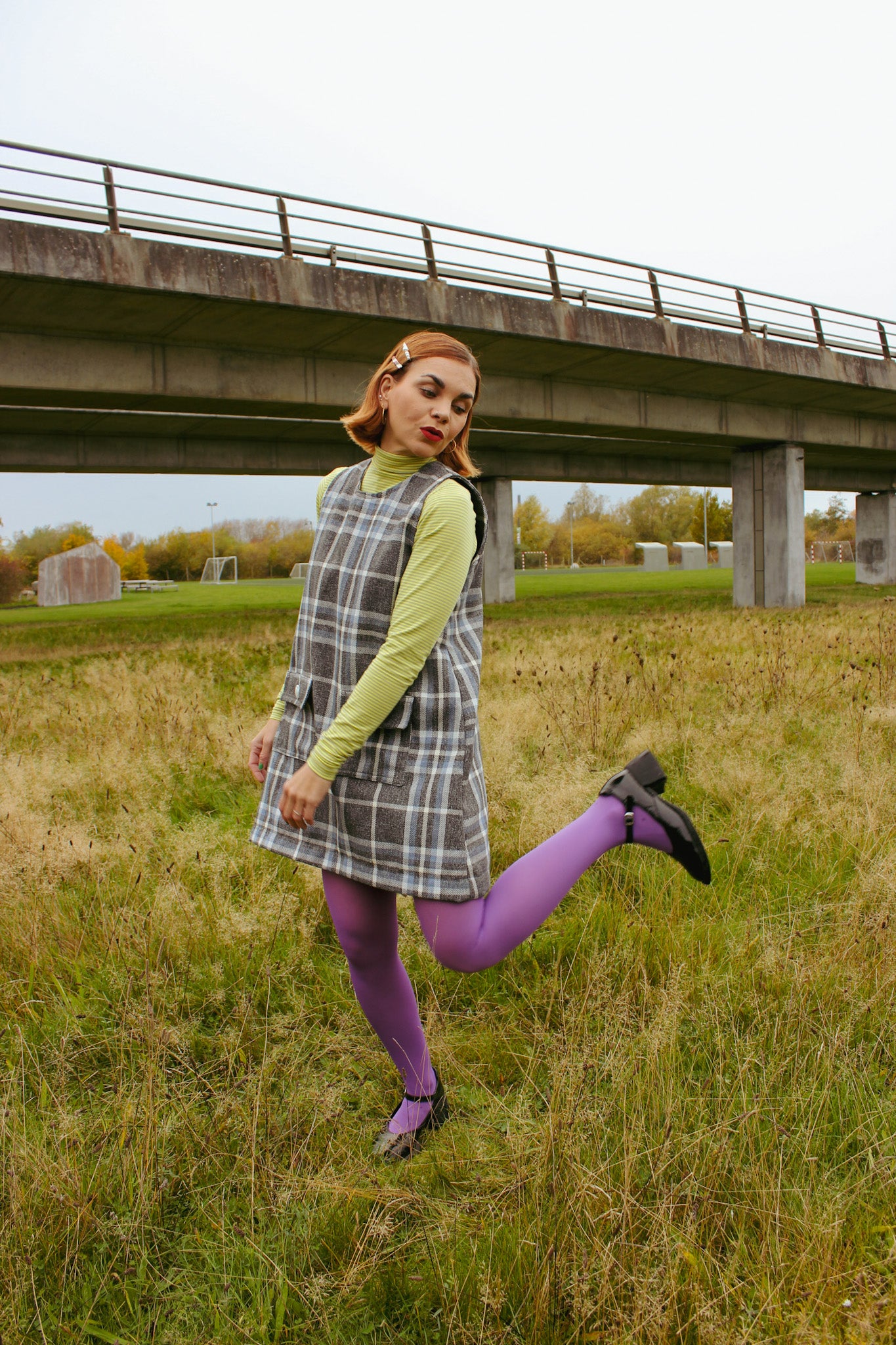 Mod Mini A Dress - Grey Checks