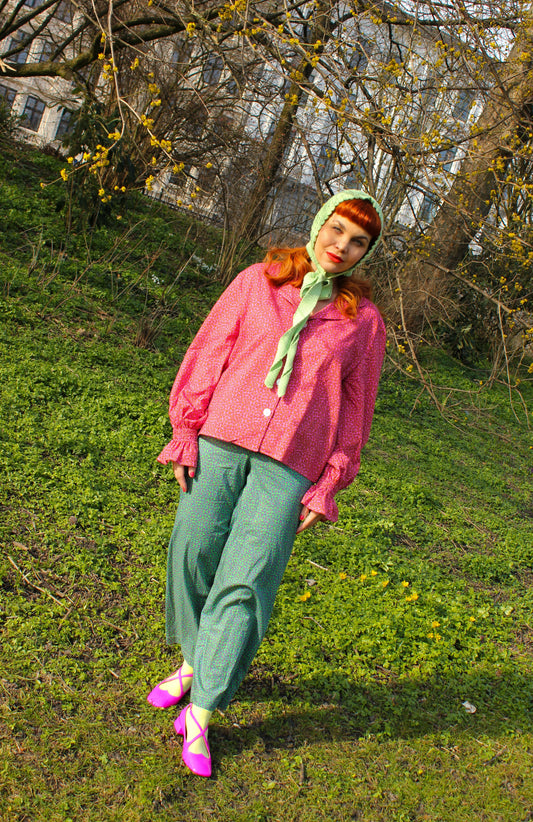 Pj Pants - Tiny Flower Field Green