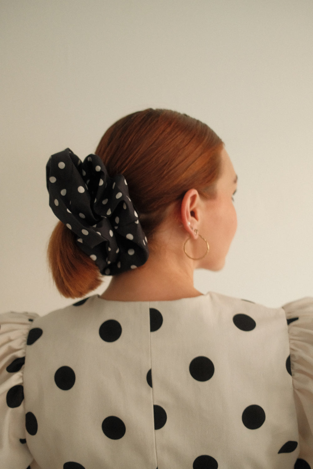 Meringue Scrunchie - Polka Noir READY TO SHIP