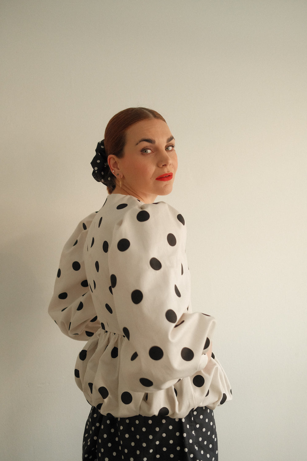 Meringue Scrunchie - Polka Noir READY TO SHIP