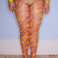Fab Legs printed tights - Logo Swirls Pink & Yellow