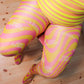Fab Legs printed tights - Logo Swirls Pink & Yellow